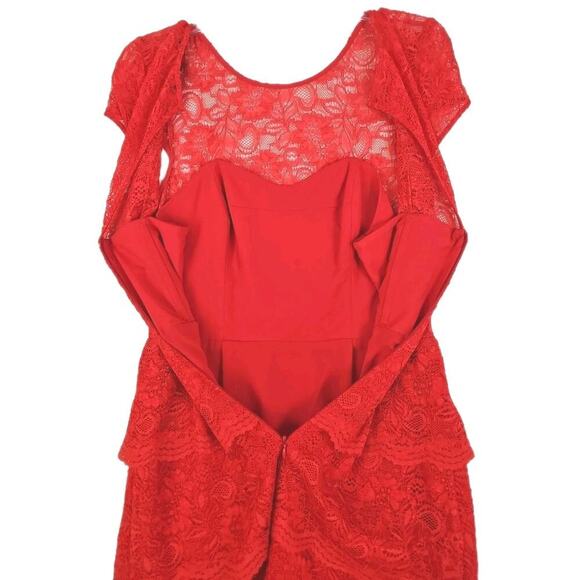Cynthia Steffe ~Woman Size 6~ Red Fire Lace Short Sleeve Corset Dress. - Picture 7 of 16